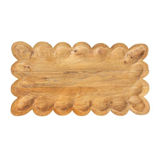 Scalloped Mango Wood Tray, Natural